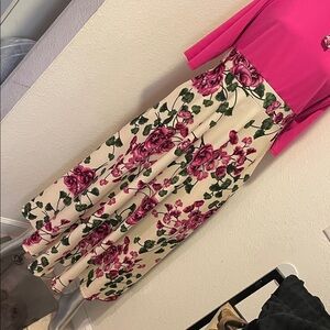 Floral A-Line Dress in Cream and Pink